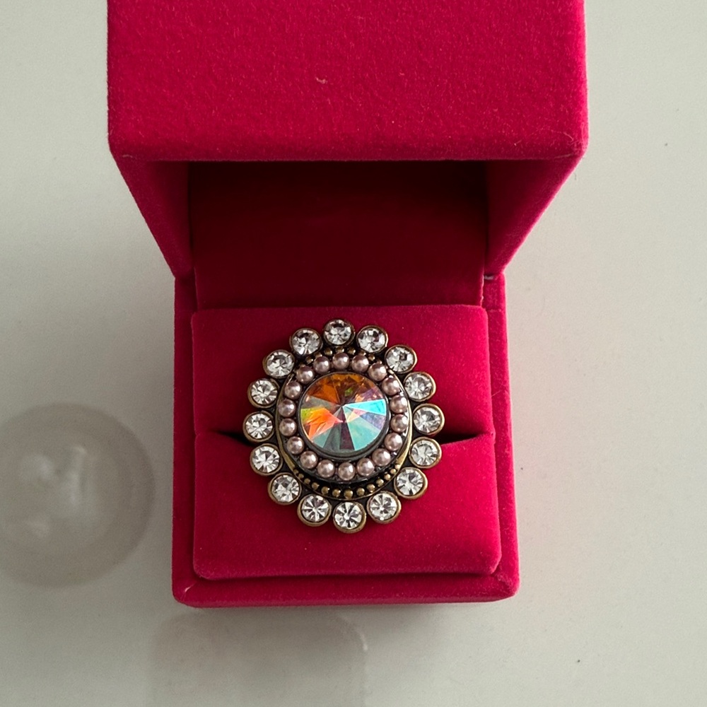 Kurt Geiger Silver Ring with Multicolor Crystal